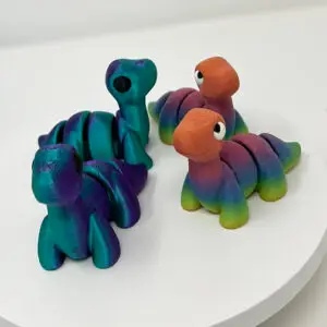 Baby Brontosaurus 3D Print in rainbow and blue/ purple 3D Printed Gift Dino